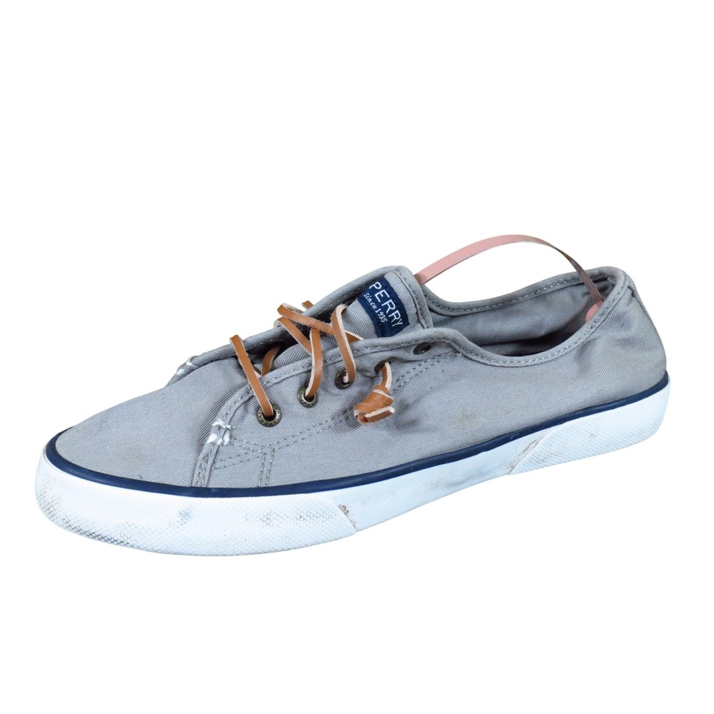 Sperry Pier View Women Sneaker Size 10 Casual Walking Shoe Gray Canvas STS95729